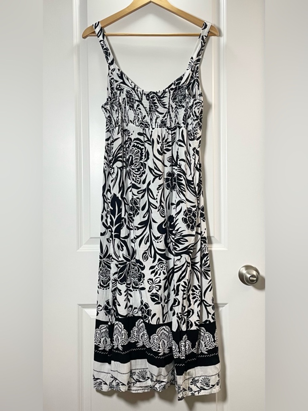 Knox Rose Boho Floral Midi Dress Black White Summer Beach Women’s L - Picture 16 of 16